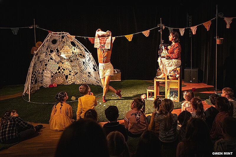Théâtre de marionnettes/ grande Marchande + 16 Marionnettes 4 contes de  fées Leomark FR